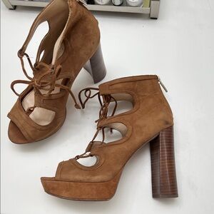 Vince Camuto size 8 Kamaye Brown Lace-Up High Heel Sandals platform